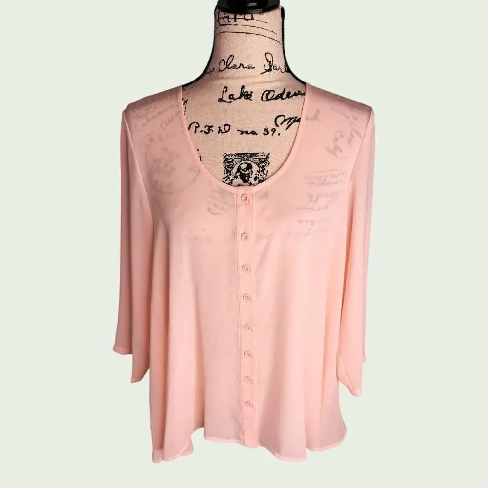 Style & Co. Blush Pink Chiffon Button-Front Blouse - Size Small - NWOT